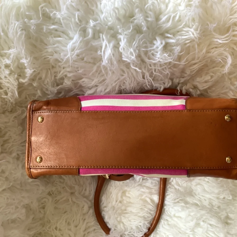 MICHAEL Michael KORS Fusia/pink and White Striped Canvas leather Hamilton Large - Picture 6 of 15